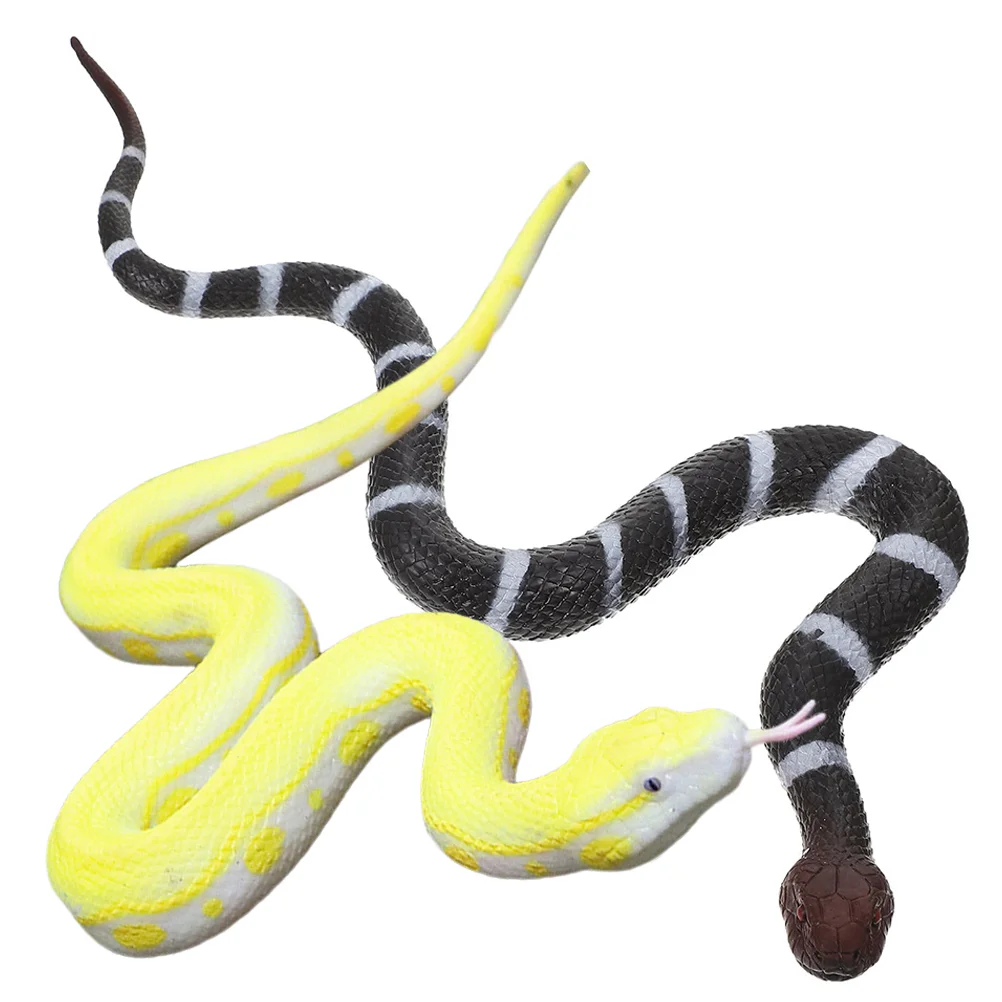 

2 Pcs Snake Model Animal Figurine Realistic Simulation Figures Figurines Little Tpr Small Decoration Toy