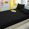 1 Simple Modern Geometry Printed Matte Fitted Sheet, Bedroom Printed Bed Cover, Bedding (Excluding Pillowcases) 4