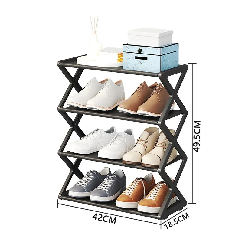 Household Simple Multi-layer Space-saving X-shaped Shoe Rack Multi-functional Assembly Shoe Cabinet Dust-proof Storage Rack images - 6