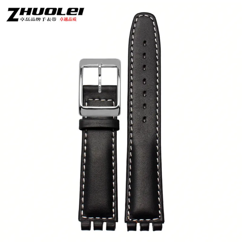 Genuine Leather Watch Strap with Steel Buckle in Multiple Colors