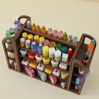 80PCS Mini Simulated Supermarket with Four-sided Shelves Children's Play House Doll House Decorations Snacks Beverages Toy Model 2