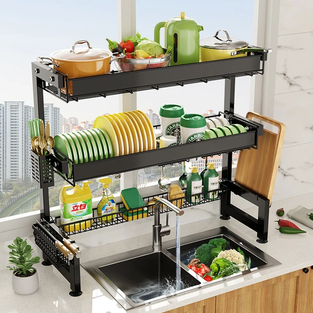 1pc Japanese Style Simple Dish Drying Rack With Drain Board, Space