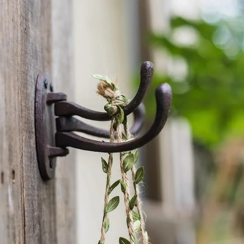 Cast Iron Hook Fold Multi-storey Multi Angle Wall Hook Decoration Courtyard Garden Wall Mounted Multi Functional Metal Hook 4