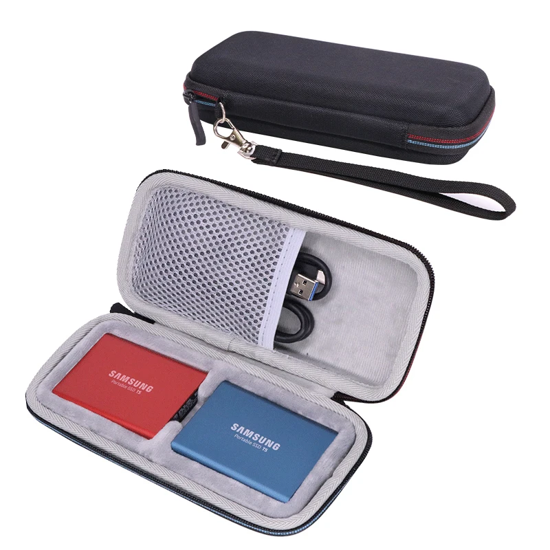 EVA Shockproof Carry Case for 2 Samsung T5 / T3 /T7 Portable SSD 250GB 500GB 1TB 2TB USB 3.1 External Solid State Drives portable hard drive bag hard drive case