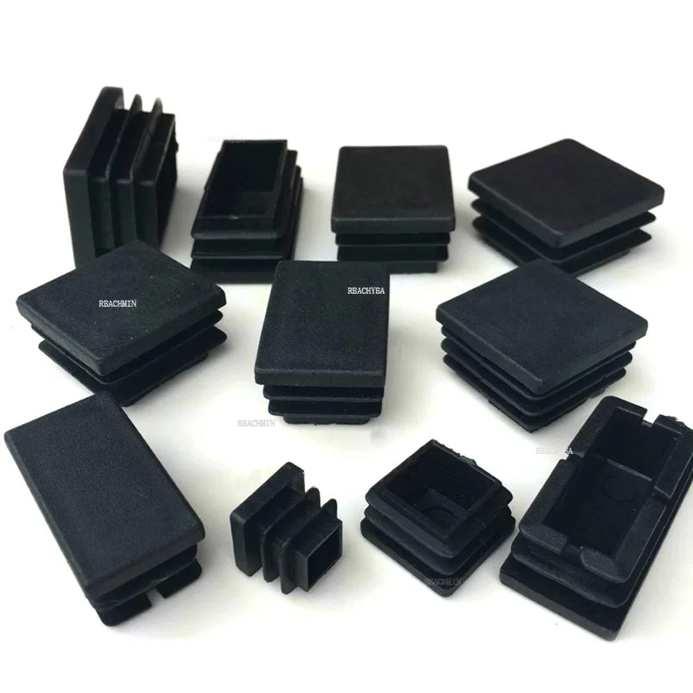 Rectangle Plastic Black Blanking End Cap Caps 2/5/10pcs Tube Pipe Inserts Plug Bung Steel Leg Stopfen 10x20mm~30x100mm Pipe End Cap Rubber Caps Silicone Rubber Caps