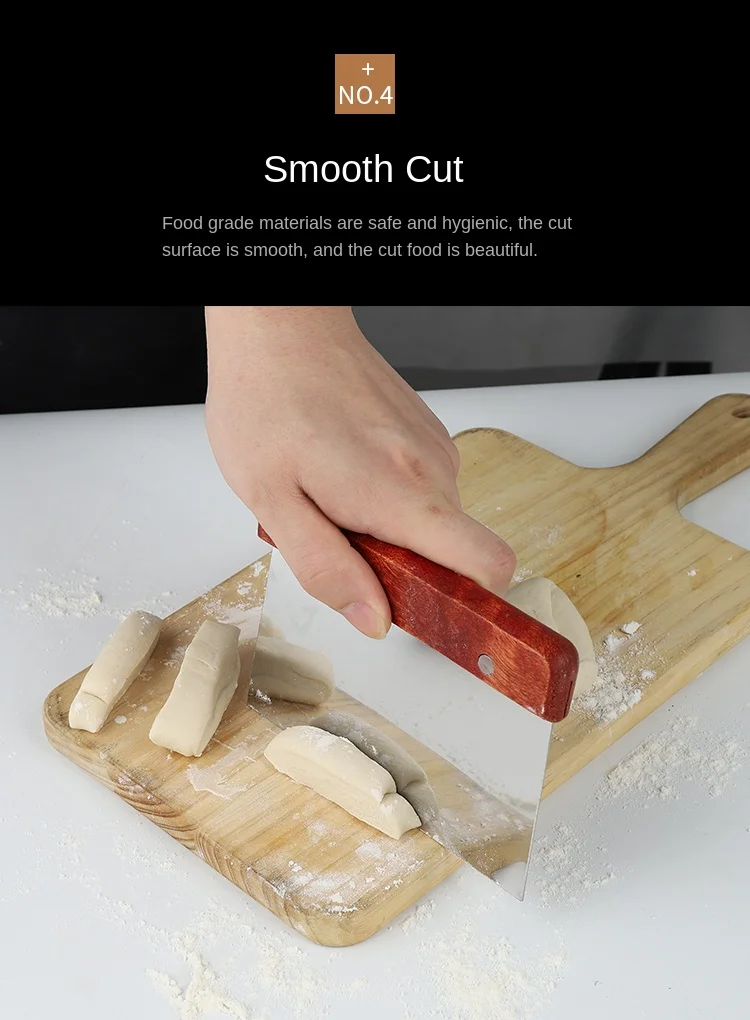 Description Picture 4 of itemwooden handle Stainless Steel Pastry Chopper Baking Pasta Spatula Pastry Dough Scraper Pastry Tools Cake Decorating Tools