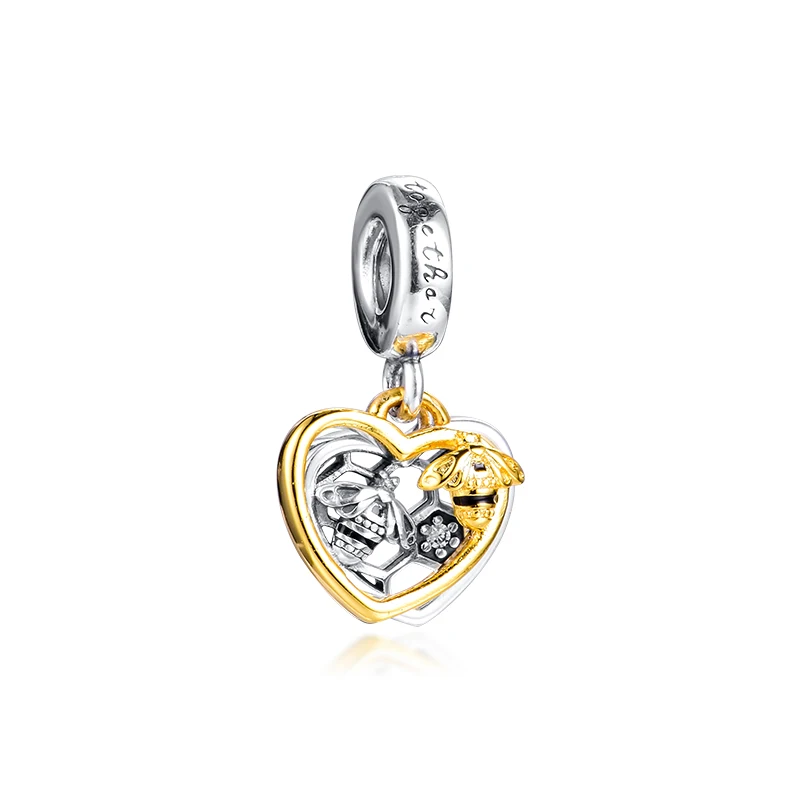 

Подвеска Shine Hearts & Bees из серебра 925 пробы, ювелирные изделия, праздничные подарки, аксессуары для женщин, браслет для женщин, бесплатная доставка