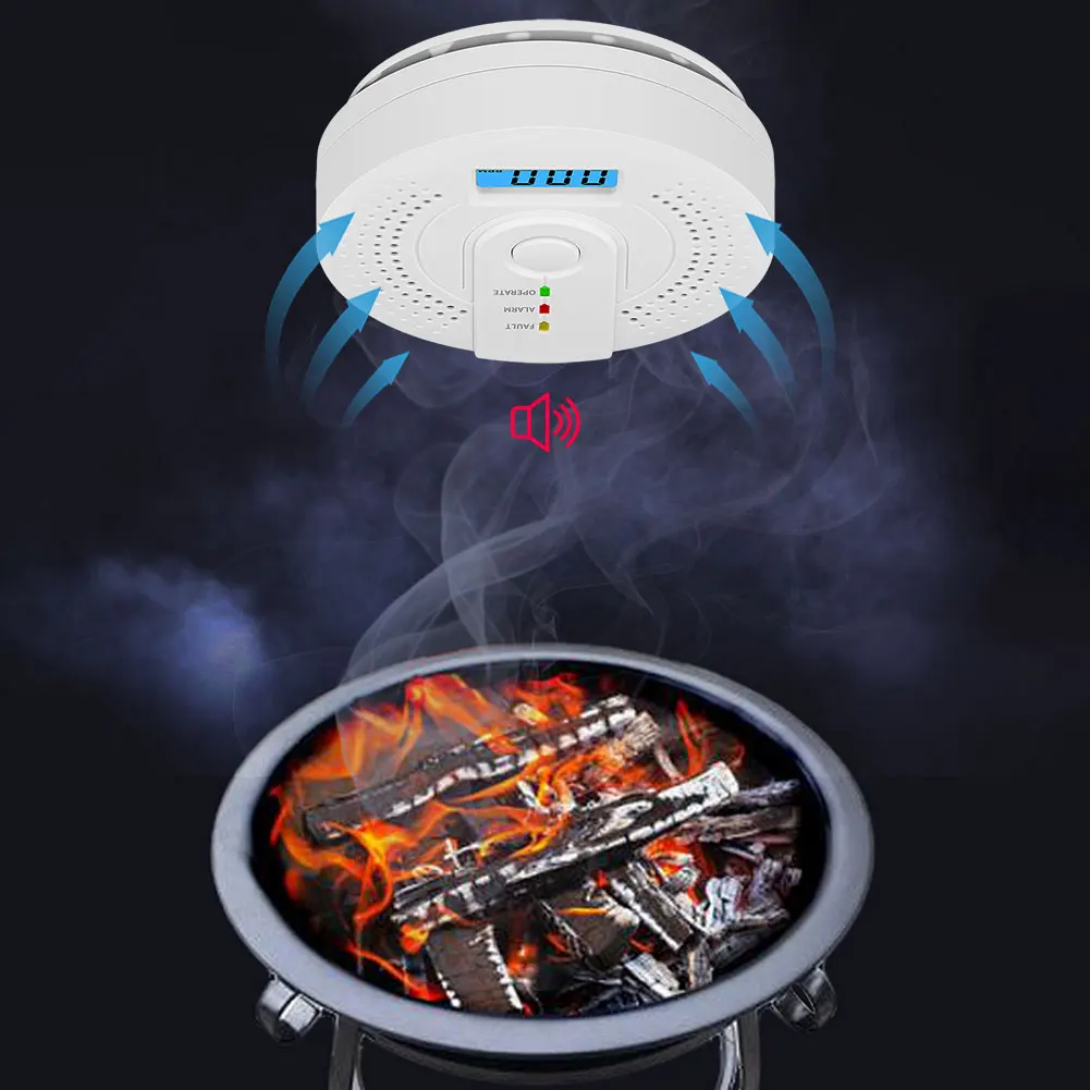 Carbon Monoxide Detector Carbon Monoxide Alarm Battery Powered CO Warning Alarm Sensor for Outdoor Travel