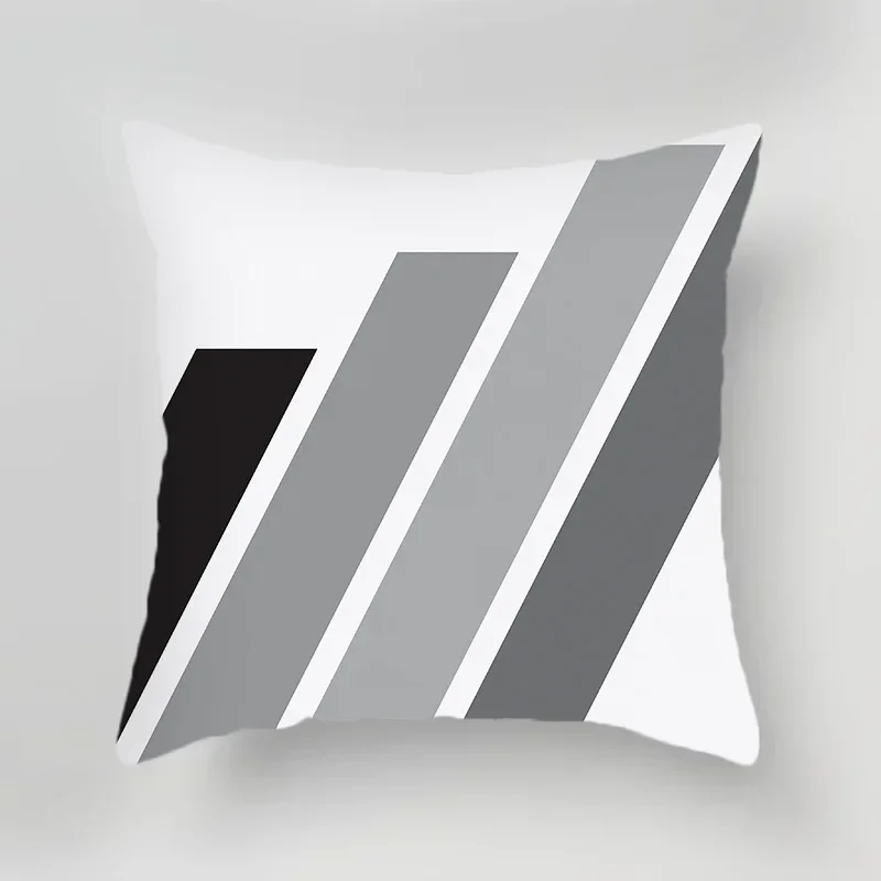 Black and white gray geometric cushion cover living room office sofa pillow  Nordic home decoration peach skin 4
