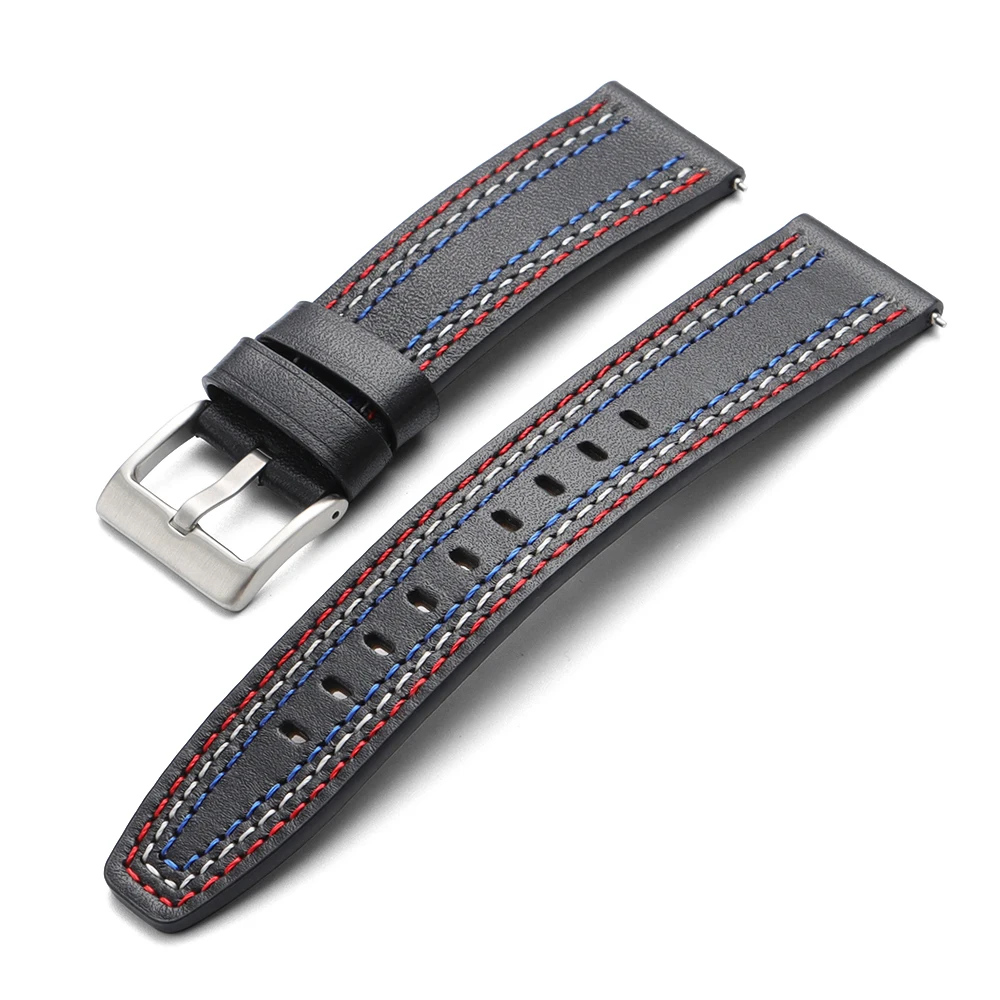Genuine Cowhide Leather Universal Watchband Bracelet - Black, Blue, Gray, Brown