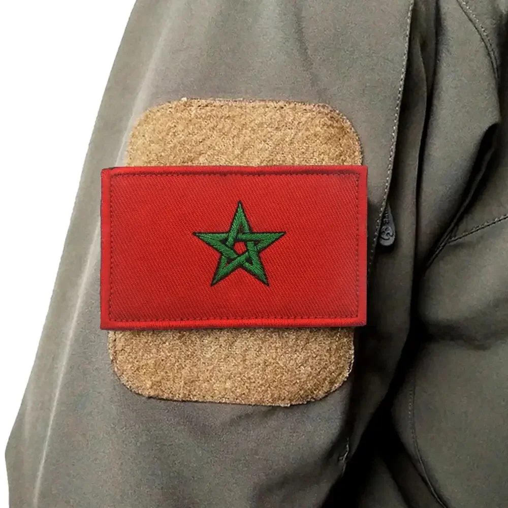 Marokkanische Flagge Moral Abzeichen Haken und Schleife Armband Aufkleber Stickerei Patches Kleidung Taktische Rucksack Patch Militär Aufkleber