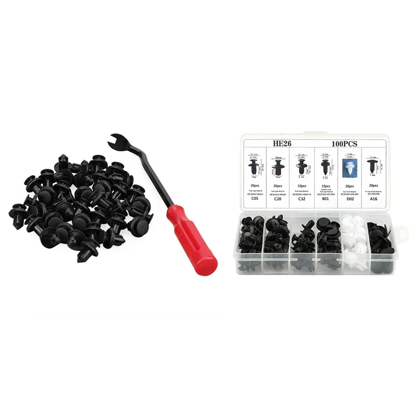 40Pcs 10Mm Push-Type Plastic Bumper Fender Flare Fastener Rivet Clips With 100Pc Auto Car Liner | Автомобили и мотоциклы