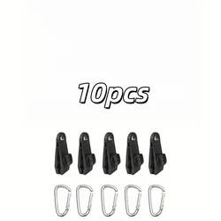 10 - Pack Windproof Tent Clips & Carabiner Set for Secure Outdoor Canopy Solutions (Black)