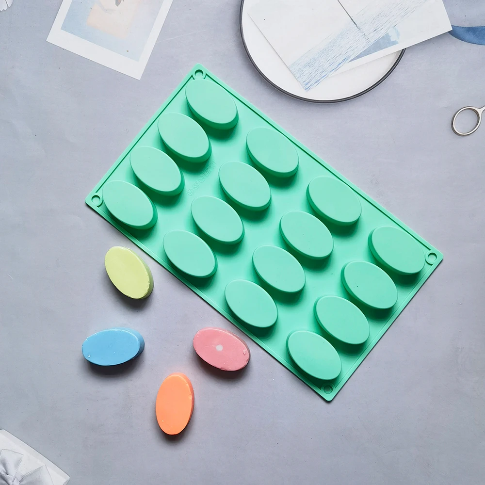 Silicone Mold Baking Mold 16 Cavity Oval Shaped DIY Handmade Soap Mold For Soap Making and Mini Pastry Chocolate Candy Cake Baking