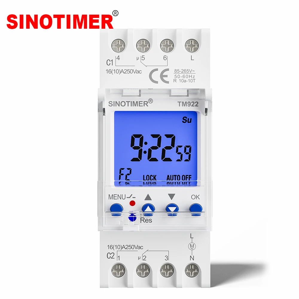 2 Channels Big LCD Display Programmable 24hrs Time Clock with Two Relay Independent Outputs