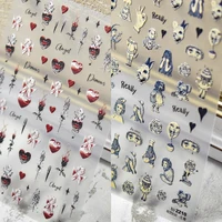 1 Sheet 5D Realistic Relief Withered Rose Angel Devil Demons Dark Doll Adhesive Nail Art Stickers Decals Manicure Ornaments 1
