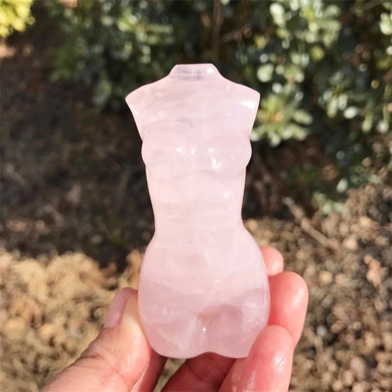 

8CM Natural Rose Quartz Lady Body Carving Healing Crystals Gemstone Collectible Home Decoration Gift 1pcs