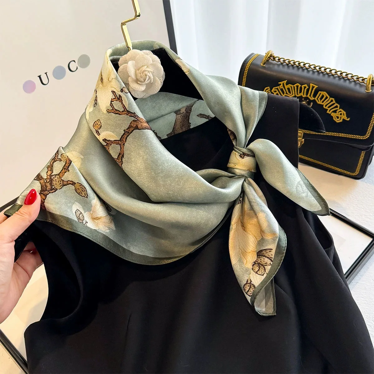 100% Mulberry Silk Square Scarf for Women