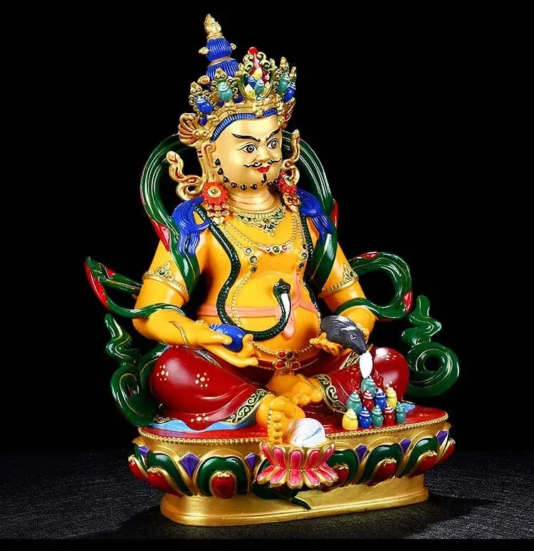 

32cm large High grade Color drew gilding Yellow Jambhala fortune god statue buddha statue Talisman Family CAI SHEN GOD Buddhism