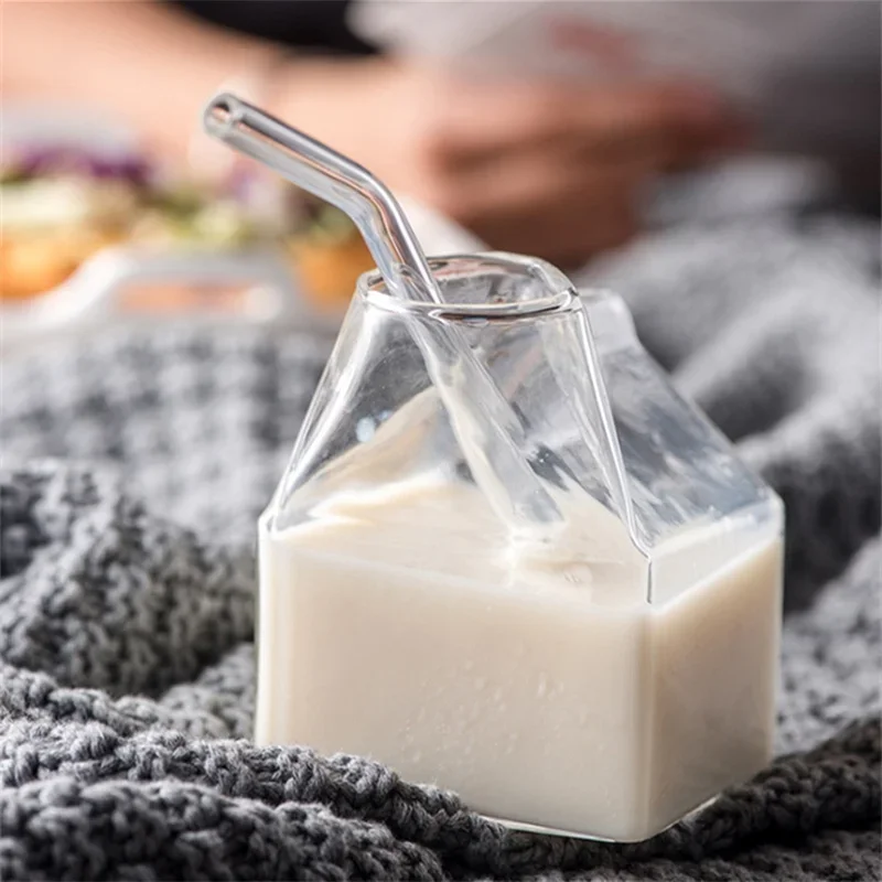 Description Picture 4 of itemNew 1Pc Milk Cup 300ML Half Pint Carton Style Creative Mini Creamer Jug Glass Mug Cow Udder Wholesale