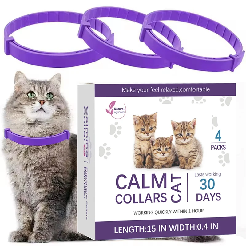 4PCS Effective Safe Calming Collar for Cats Dog Adjustable Anxiety
