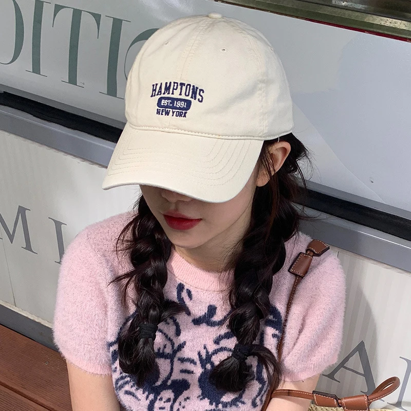 편지 자수 여성 야구 모자 솔리드 컬러 패션 캐주얼 정점 모자 코튼 스냅 백 모자 썬 바이저 소녀 보닛 Casquette