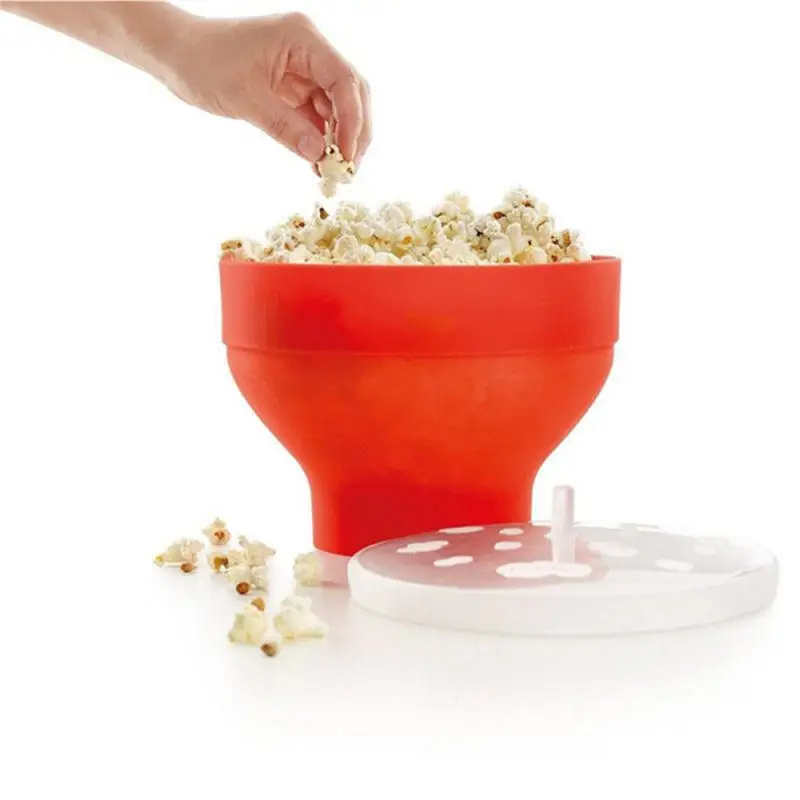Ciotola Per Popcorn In Silicone Creativo Pieghevole Per La Casa Macchina Per Popcorn Per Microonde Con Coperchio Secchio Per Popcorn Da Forno