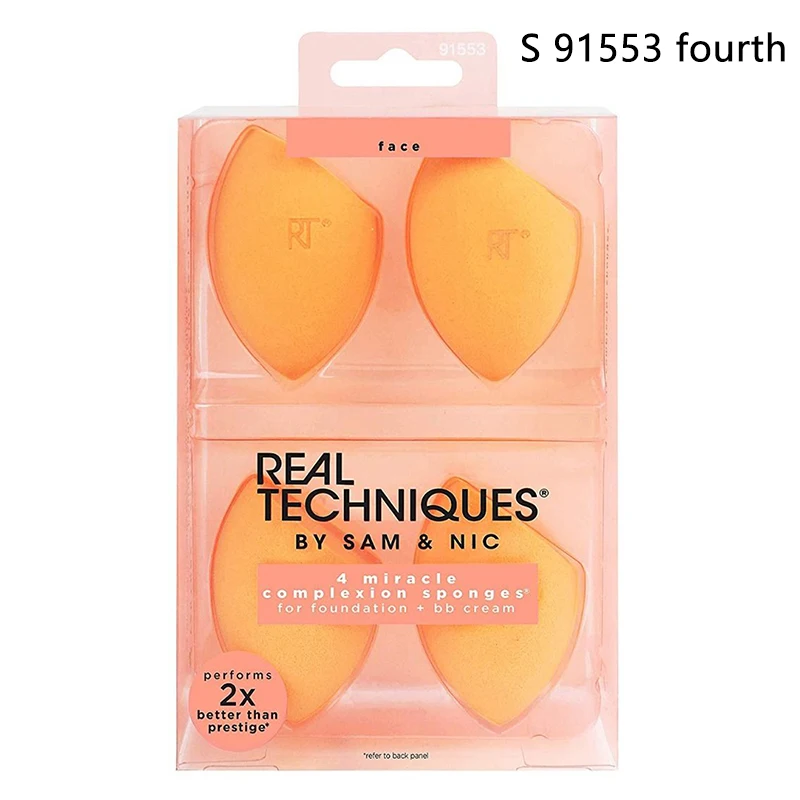 Real Techniques-Éponge de maquillage pour fond de teint, houppette sèche et support combiné, boule cosmétique de beauté, coupe biseautée, RT