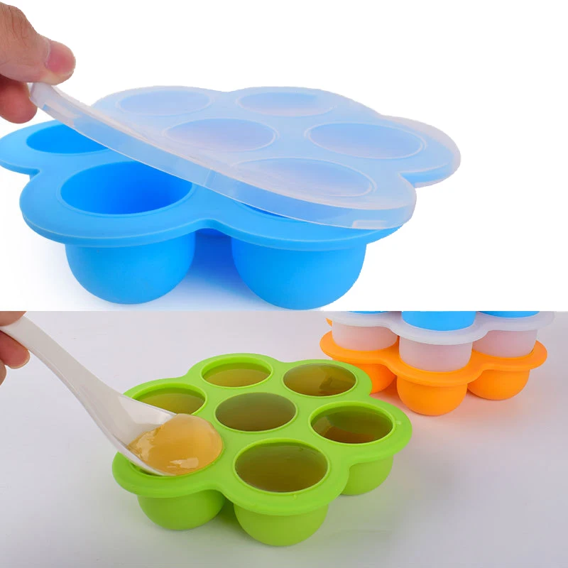 7 Holes Reusable Silicone Baby Food Freezer Tray Crisper Egg Bite Mold BPA  Free Storage Baby Food Storage Containers With Lid - AliExpress