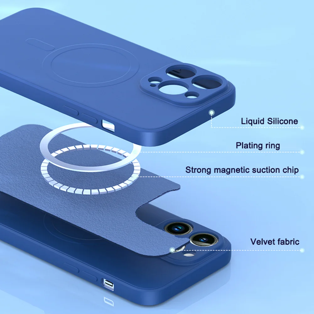 Magsafe Magnetic Wireless Charging Liquid Silicone Phone Cover with Strap