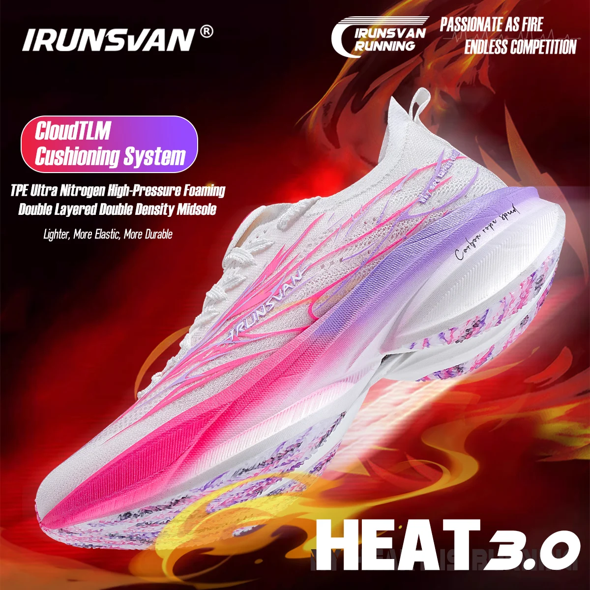 IRUNSVAN Heat 3.0 초임계 풀 팜 카본 플레이트 충격 흡수 마라톤 러닝화 남성용 스포츠화 136