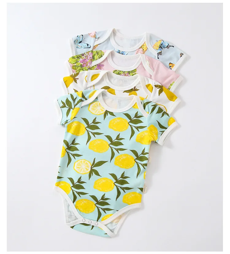 Infants Romper New Summer Baby Clothes Toddler Boys Girls Short Sleeve O-neck Cotton Fruit Print Jumpsuit Newborn Casual Onesie Cotton baby suit