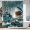 Modern Artistic Dramatic Shark Attack Waterproof Shower Curtain for Stylish Bathroom Decor, Easy Install 4