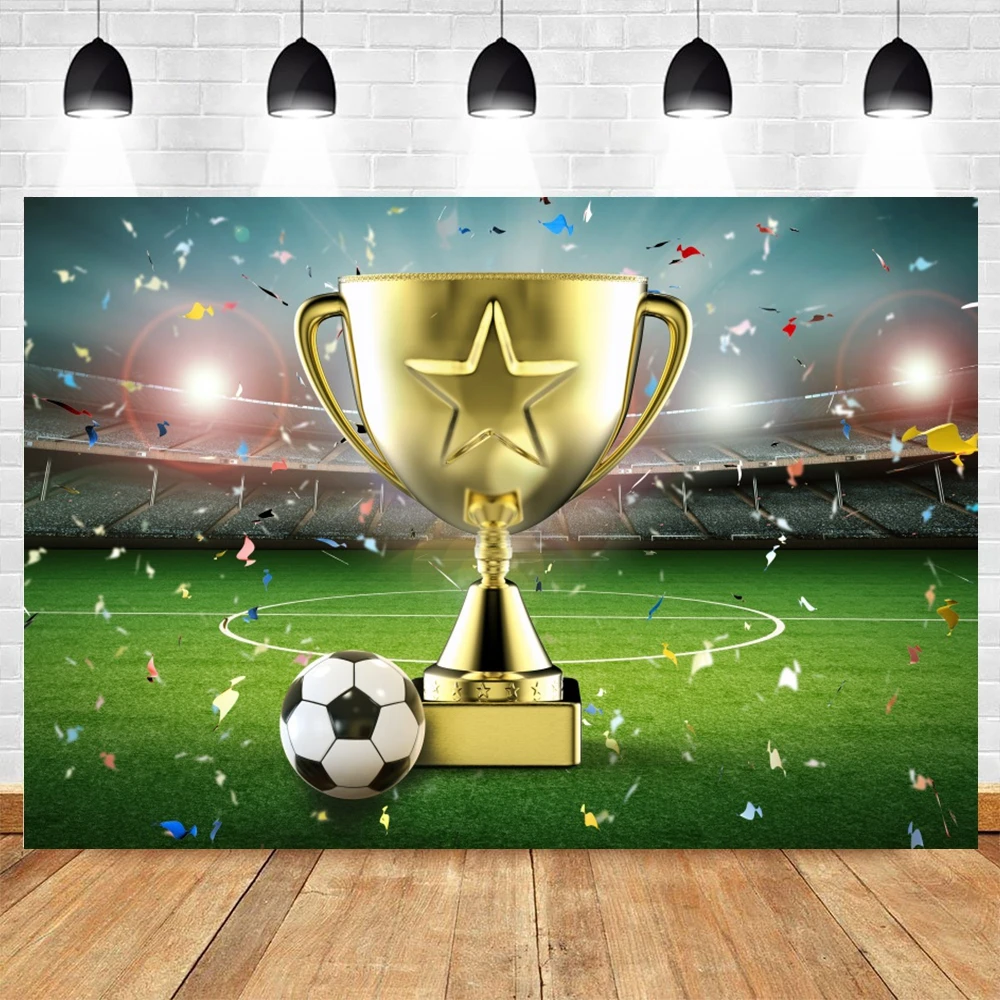 Photo Backdrop Football Birthday Backdrop Soccer Field Stadium Grassland Baby Boy Portrait Photo Background Cake Table Banner Photography Props