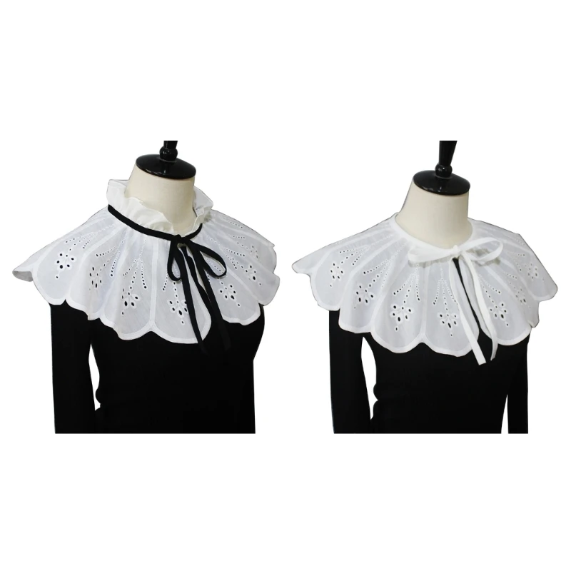 

Y166 Lace Collar Women False Collar Lace up Embroidery Collar Dickey Collar Hanfu Faux Collar Detachable Collar for Dress