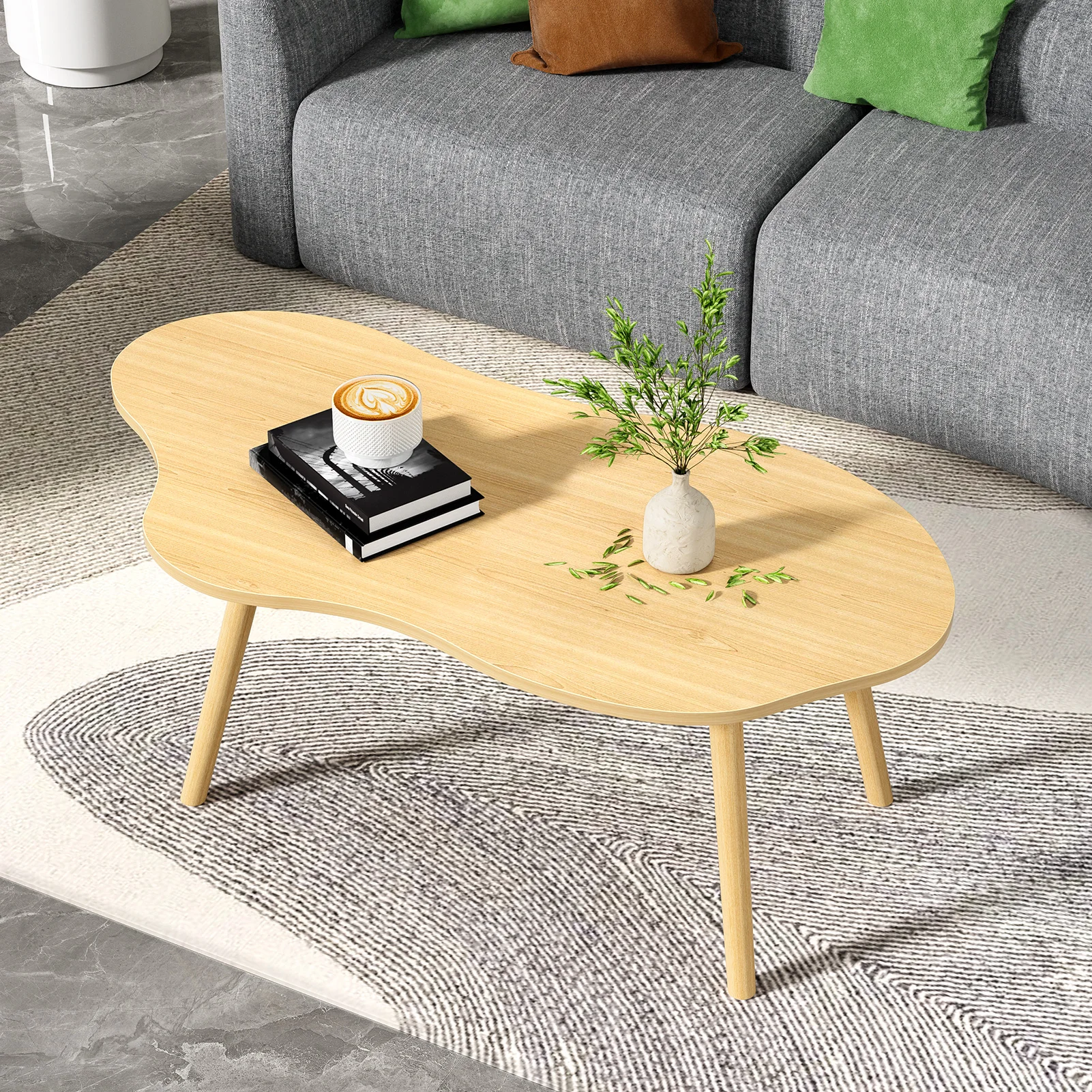 Cloud coffee table, tea table, living room, small household, new Chinese style tea table, bamboo Nordic tea table, simple