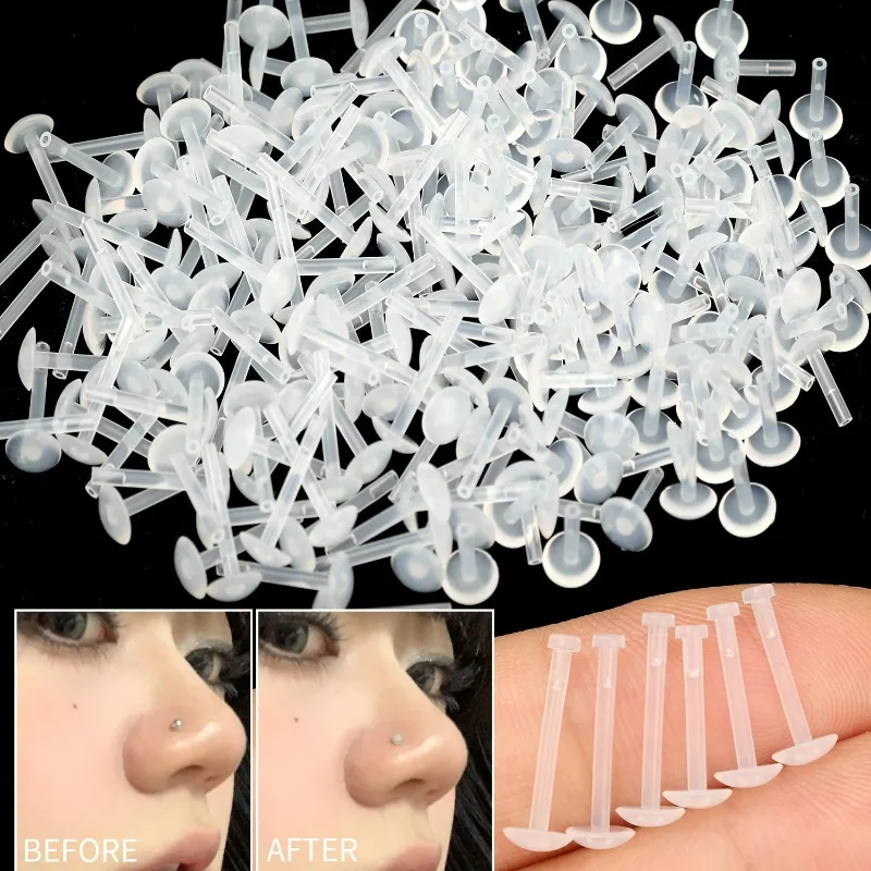 Transparent Invisible Acrylic Lip Studs Straight Rod Soft Stick Piercing Body Jewelry Eyebrow Studs Wholesale Piercing Jewelry