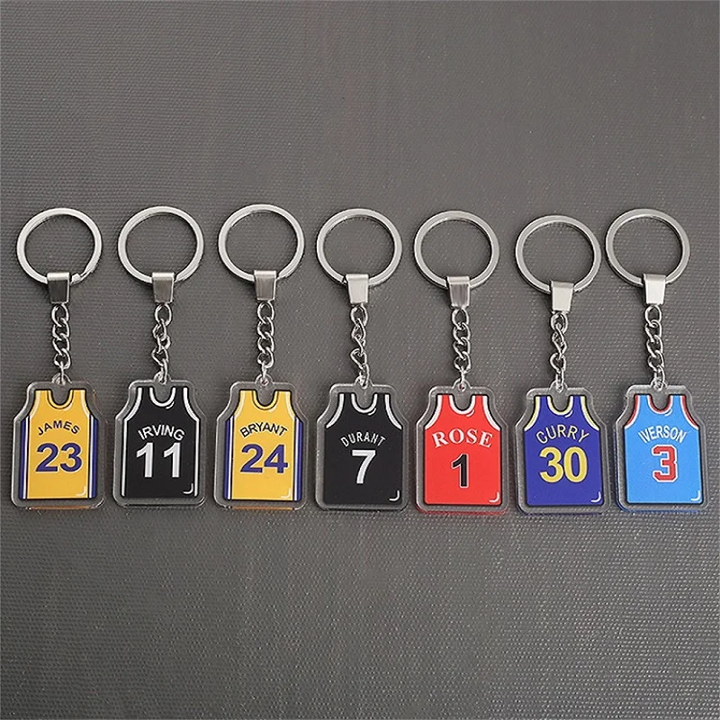 

Basketball with players names printed on both sides jerseys modeling souvenir decoration and collection gifts for key chain fans