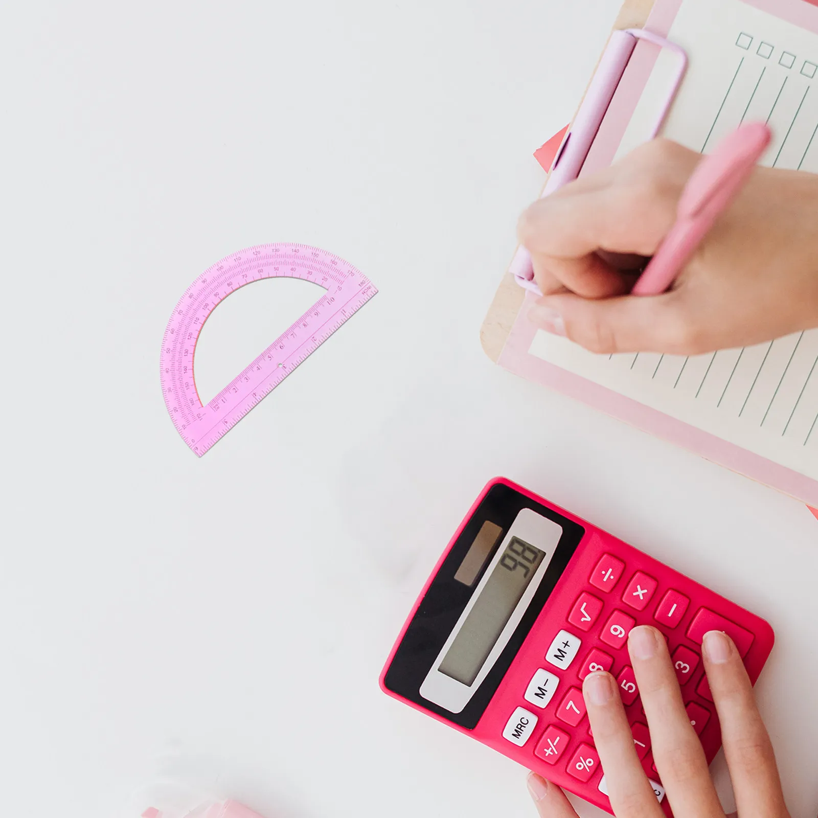 5Pcs 플라스틱 각도기 세트 학생 교사를 위한 180도 수학 각도 도구 휴대용 경량 ABS