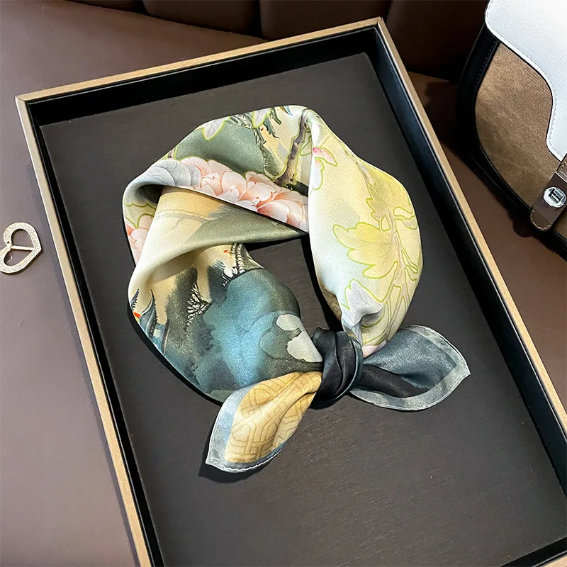 

Luxury Hijab Hair Bands Square 100% Silk Scarf for Women Neckerchief Female Satin Shawl Ribbon Headband Fashion Wraps Bandana