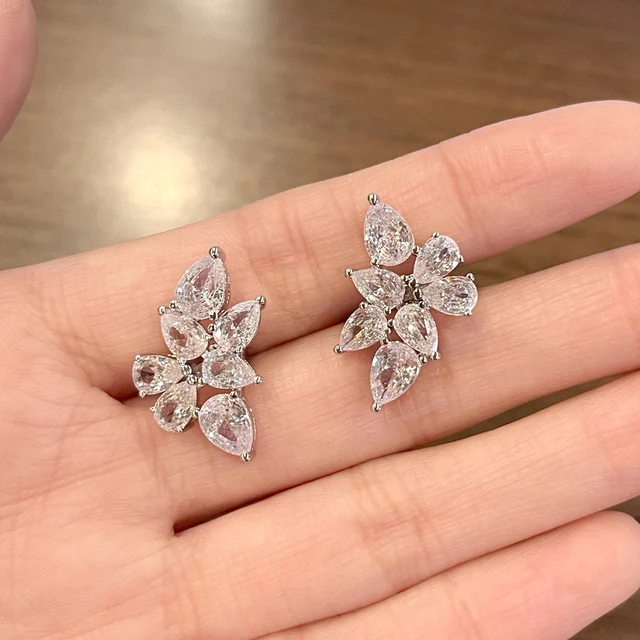 Huitan Matched Cubic Zircon Stud Earrings Women for Wedding Engagement Party Fashion Luxury Ear Accessories High Quality Jewelry 3