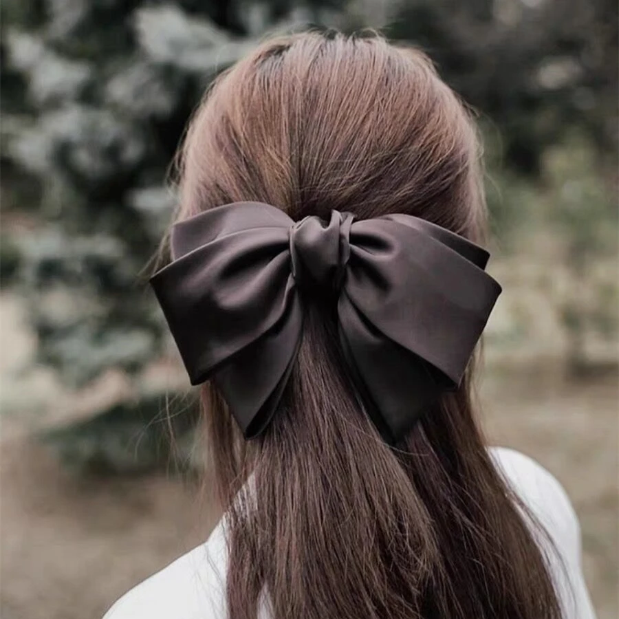 New Fashion Premium Black Satin Barrettes Bow Hair Clip Temperament Hair bow Ribbon Ponytail Clip For Women Top Hair accessories 1 New Fashion Premium Black Satin Barrettes Bow Hair Clip Temperament Hair bow Ribbon Ponytail Clip For Women Top Hair accessories 1