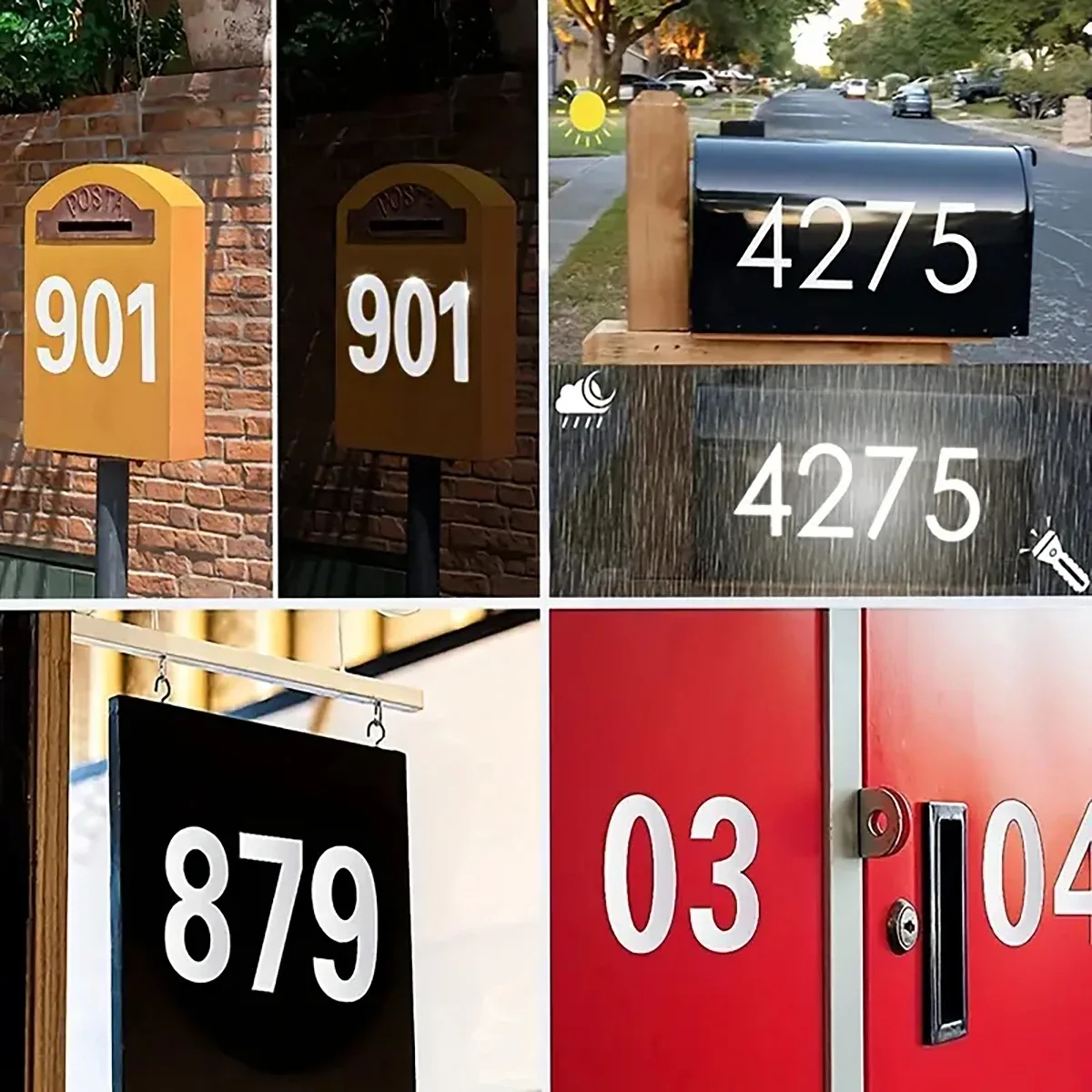 Reflective Digital stickers mailbox stickers and Reflective digital labels to mark house numbers and home office address numbers