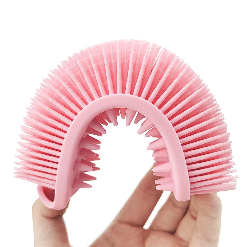 2 in 1 Silicone Shower Brush Scrubber Double-Sided Soft Silicone Scalp Massager Shampoo Body Bath Brushes Foam Skin Clean Tools 6