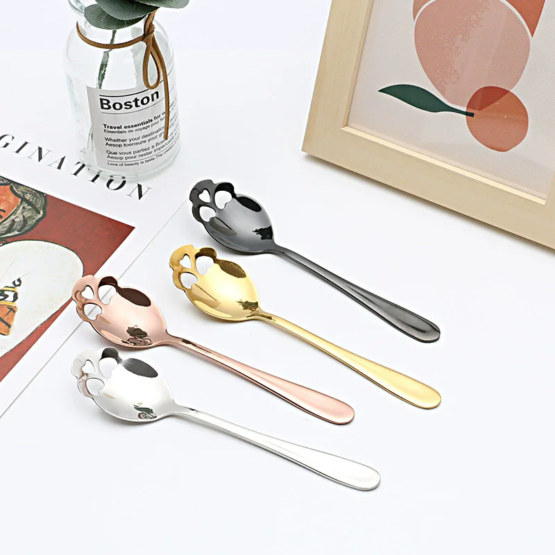 1/4pcs Stainless Steel Coffee Spoon Ice Cream candy tea Spoons Tableware Kitchen Tools Skull shape New  Dessert Snack