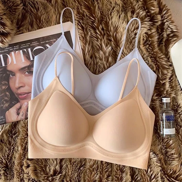 Summer Thin Ultra-thin Ice-skinned Thin Shimmering Shoulder Strap Underwear for Women Without Marks and Beautiful Back Bra