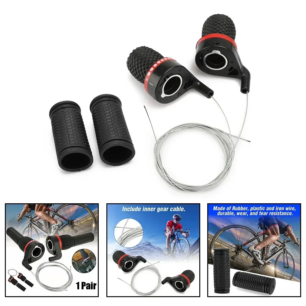 MTB Bicycle Shift Levers Mountain Bike Handlebar Grip Handle Gear Shifter Set For 22.2mm Handlebar Cycling Accessories