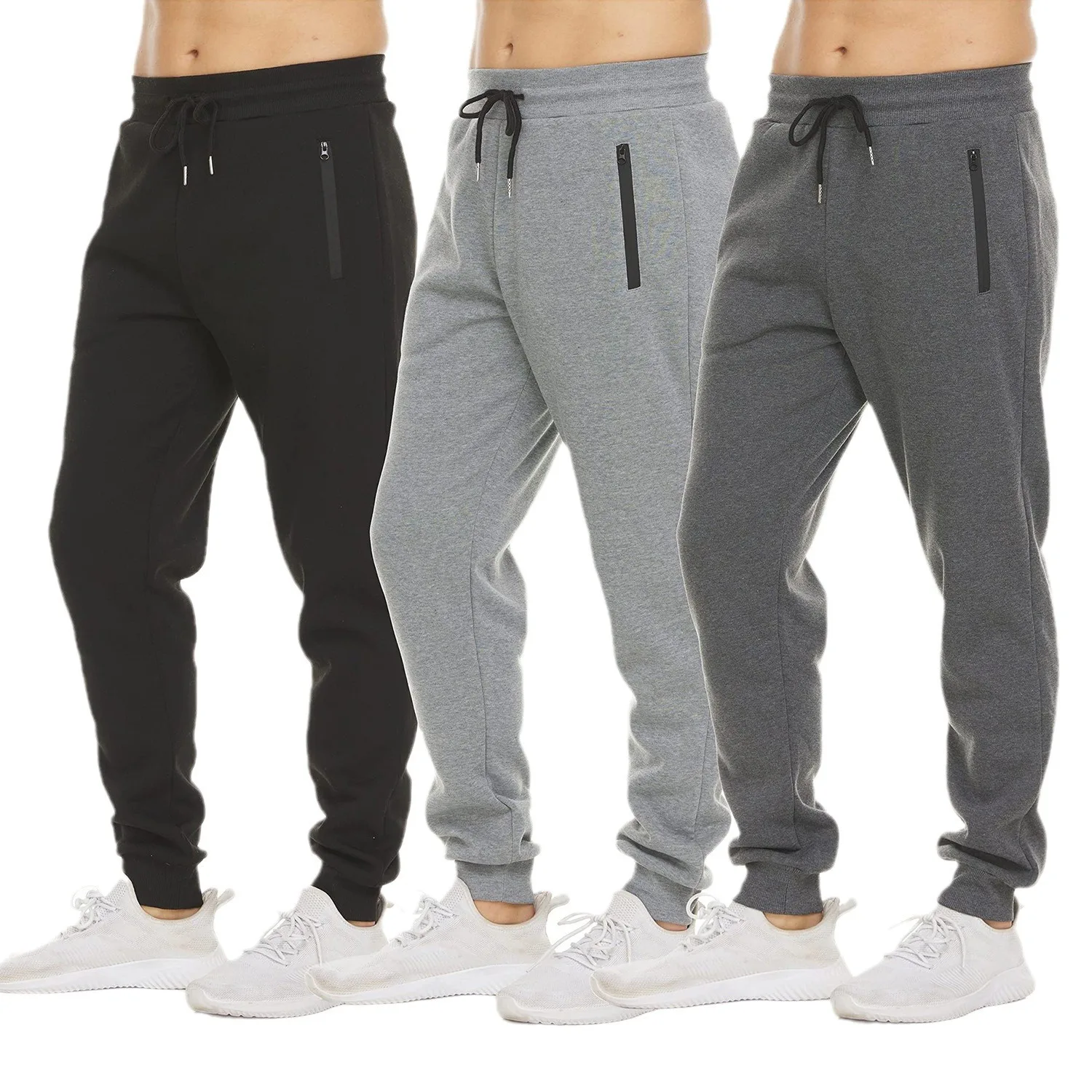 2024 new Sweatpants Streetwear Trousers Men Pants Solid color Drawstring Zipper Pockets Cargo Pants Men Overalls Running pants 5
