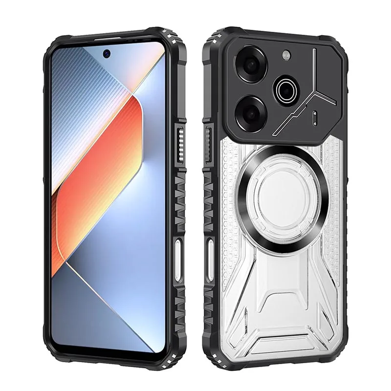 Battle Shadow Anti-Slip Transparent Phone Case - Durable Hard PC + TPU Cover