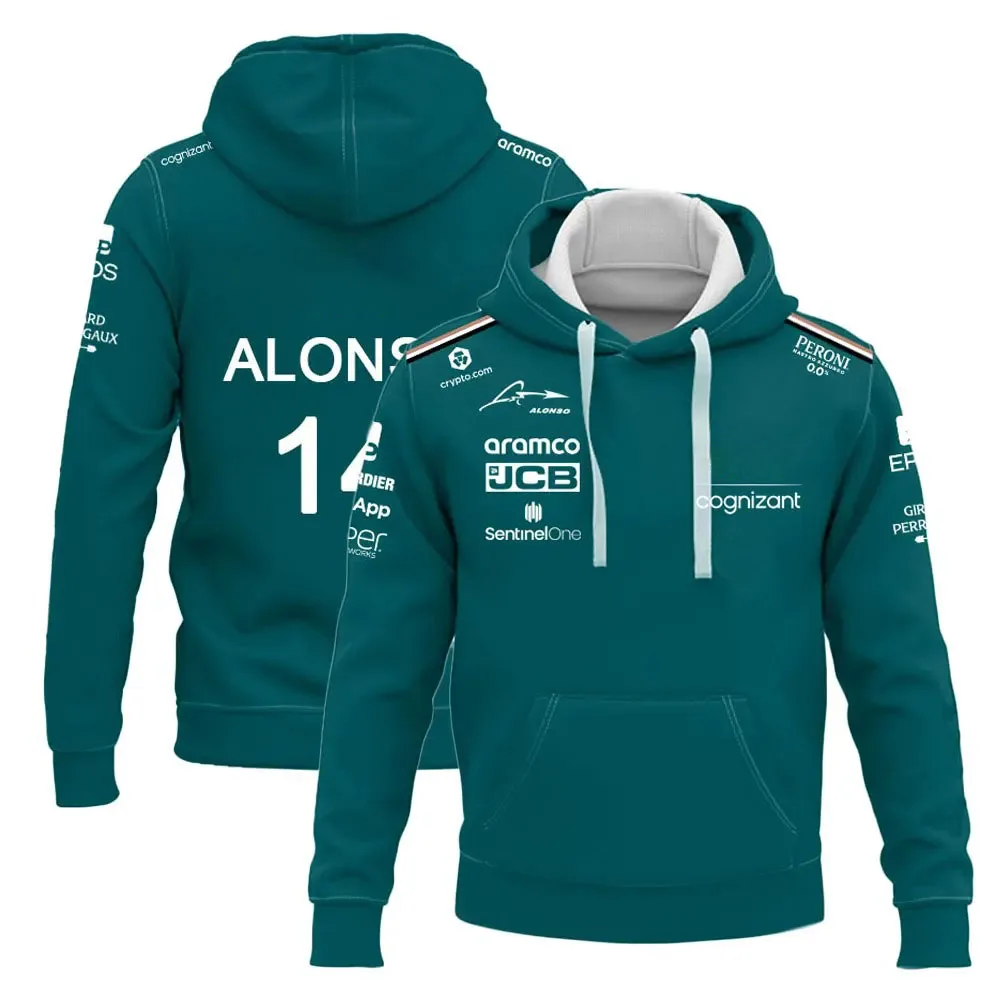 

2023 Spring and Autumn Men's and Women's Hoodies 3D Printed Racing Team Outdoor Cycling Loose Sweatshirt Green Zipper Pullover